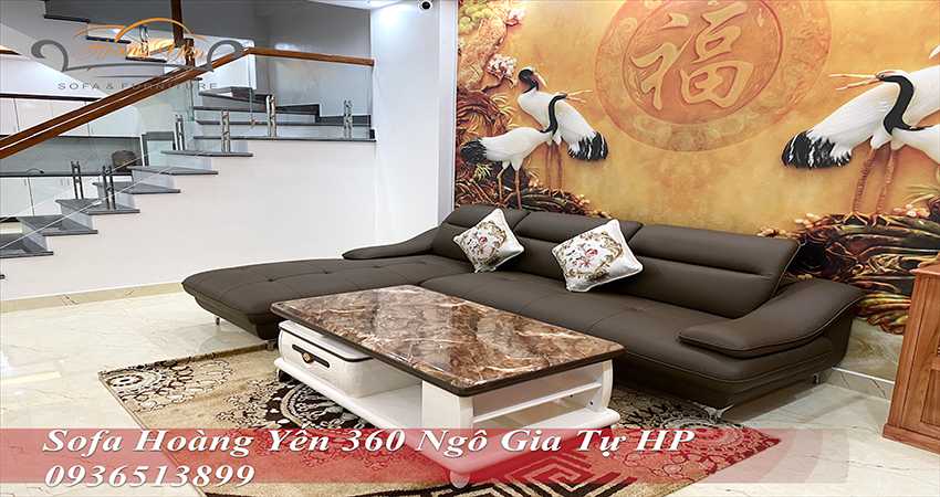 Sofa da HY226 được bàn giao nhà chị Nhung ở Hải Phòng