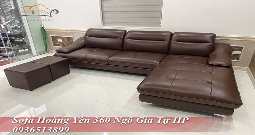 Sofa da HY226 gam nâu được bàn giao nhà anh Tuấn ở Văn Cao Hải Phòng