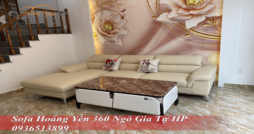 Bàn giao sofa da HY112 cho nhà chị Thơm tại Hải Phòng