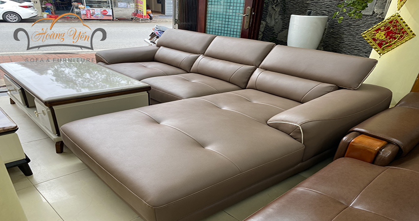 Giao hàng bộ sofa da HY310 nâu nhạt cho nhà anh Lương ở Hải Phòng