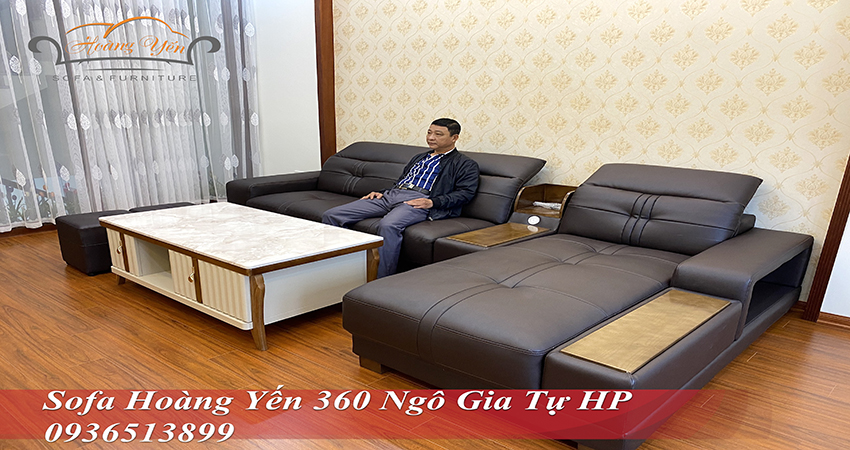 Bàn giao sofa da HY305 nhà chú Việt tại Hải Phòng