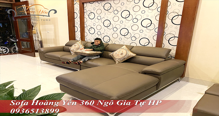 Trải nghiệm sofa da thật HY112 tại nhà anh Nam ở Hải Phòng